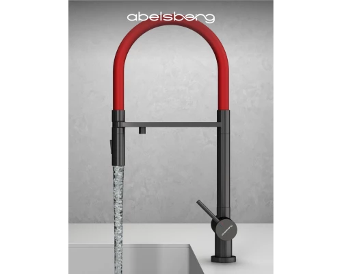 Смеситель д/кухни Abelsberg Venta IXF73979GM c гибким изливом и фильтром д/воды, цвет космическая сталь