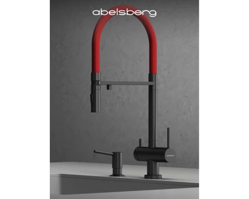 Смеситель д/кухни Abelsberg Venta IXF73979GM c гибким изливом и фильтром д/воды, цвет космическая сталь