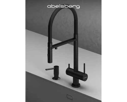Смеситель д/кухни Abelsberg Venta IXF73979MB c гибким изливом и фильтром д/воды, цвет вулканический черный