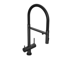 Смеситель для кухни Abelsberg Venta IXF73979MB c гибким изливом и возможностью подключения фильтра для воды, цвет вулканический черный