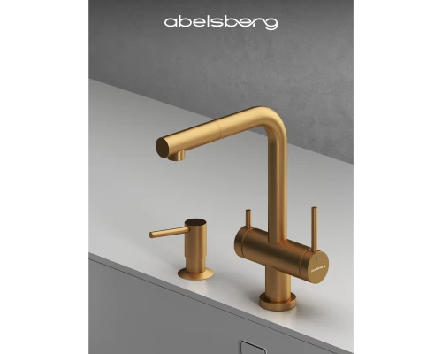 Смеситель д/кухни Abelsberg Pura OTF70709BG c вытяжным изливом и фильтром д/воды, цвет королевское золото