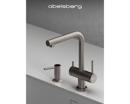 Смеситель д/кухни Abelsberg Pura OTF70709BN c вытяжным изливом и фильтром д/воды, цвет титан