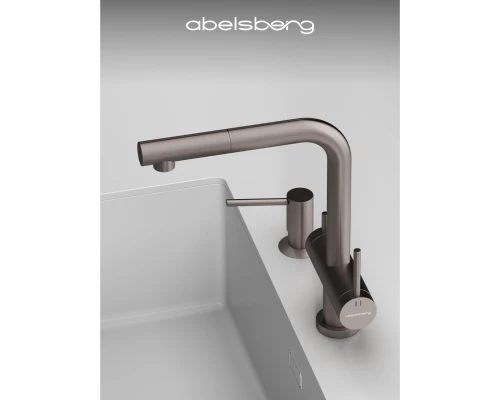 Смеситель д/кухни Abelsberg Pura OTF70709BN c вытяжным изливом и фильтром д/воды, цвет титан