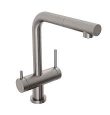 Смеситель для кухни Abelsberg Pura OTF70709BN c вытяжным изливом и возможностью подключения фильтра для воды, цвет титан, PVD покрытие