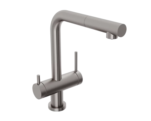 Смеситель д/кухни Abelsberg Pura OTF70709BN c вытяжным изливом и фильтром д/воды, цвет титан