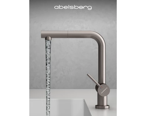 Смеситель д/кухни Abelsberg Pura OTF70709BN c вытяжным изливом и фильтром д/воды, цвет титан