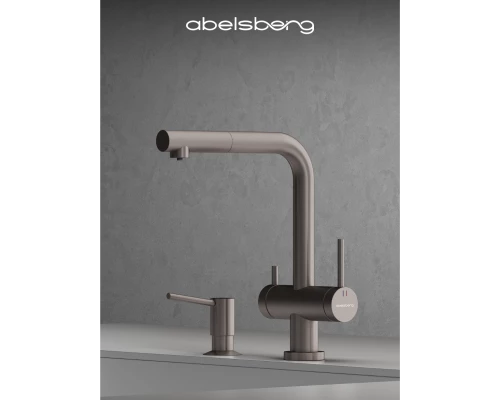 Смеситель д/кухни Abelsberg Pura OTF70709BN c вытяжным изливом и фильтром д/воды, цвет титан