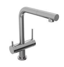 Смеситель для кухни Abelsberg Pura OTF70709CH c вытяжным изливом и возможностью подключения фильтра для воды, цвет глянцевый хром