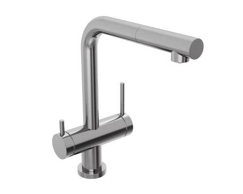 Смеситель д/кухни Abelsberg Pura OTF70709CH c вытяжным изливом и фильтром д/воды, цвет глянцевый хром