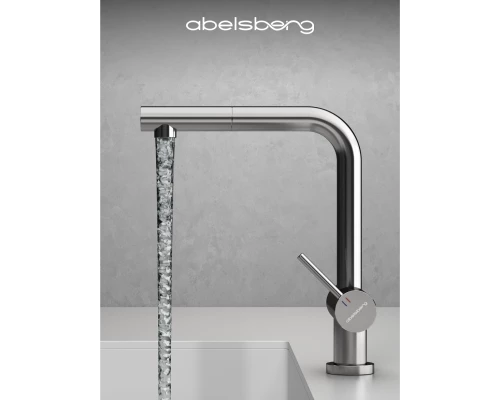 Смеситель д/кухни Abelsberg Pura OTF70709CH c вытяжным изливом и фильтром д/воды, цвет глянцевый хром