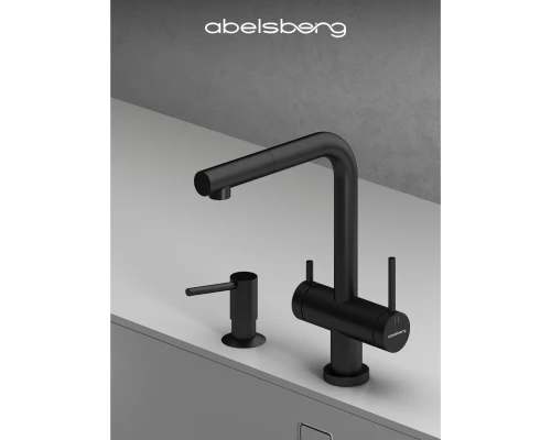 Смеситель д/кухни Abelsberg Pura OTF70709MB c вытяжным изливом и фильтром д/воды, цвет матовый черный