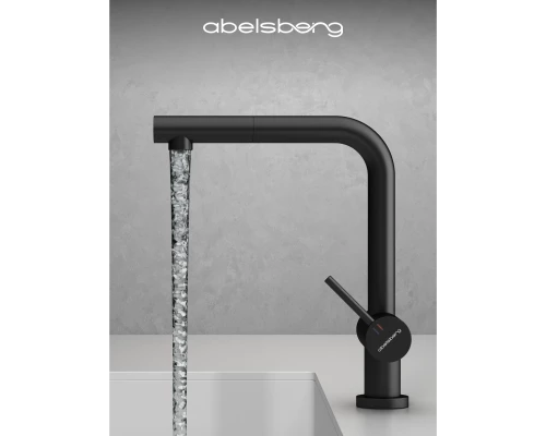 Смеситель д/кухни Abelsberg Pura OTF70709MB c вытяжным изливом и фильтром д/воды, цвет матовый черный