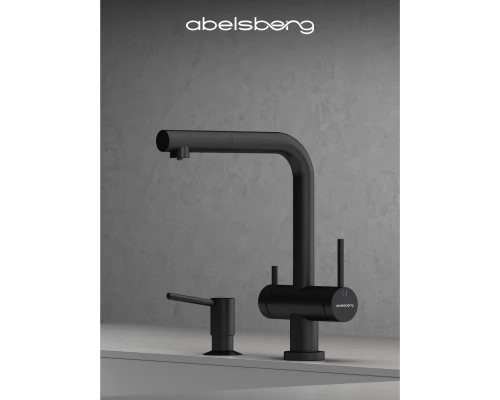 Смеситель д/кухни Abelsberg Pura OTF70709MB c вытяжным изливом и фильтром д/воды, цвет матовый черный