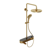 Душевая система Abelsberg Intensa SNS52655BG с термостатом и полкой для ванны и душа, королевское золото
