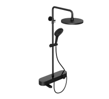Душевая система Abelsberg Intensa SNS52655MB с термостатом и полкой для ванны и душа, вулканический черный