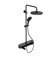 Душевая система Abelsberg Intensa SNS52655MB с термостатом и полкой для ванны и душа, вулканический черный