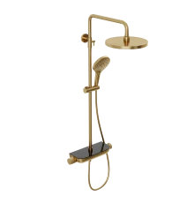 Душевая система Abelsberg Lineara SNS52790BG с термостатом и полкой для душа, королевское золото