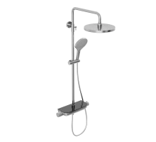 Душевая система Abelsberg Lineara SNS52790CH с термостатом и полкой для душа, глянцевый хром