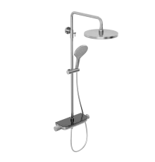Душевая система Abelsberg Lineara SNS52790CH с термостатом и полкой для душа, глянцевый хром