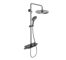 Душевая система Abelsberg Lineara SNS52790GM с термостатом и полкой для душа, космическая сталь