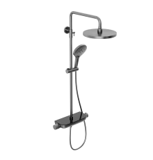 Душевая система Abelsberg Lineara SNS52790GM с термостатом и полкой для душа, космическая сталь