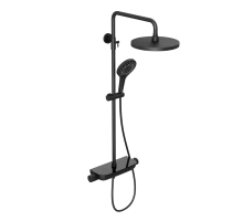 Душевая система Abelsberg Lineara SNS52790MB с термостатом и полкой для душа, вулканический черный