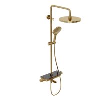 Душевая система Abelsberg Lineara SNS52791BG с термостатом и полкой для ванны и душа, королевское золото