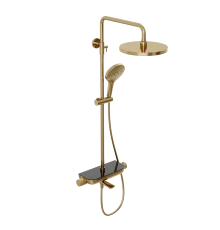 Душевая система Abelsberg Lineara SNS52791BG с термостатом и полкой для ванны и душа, королевское золото