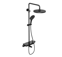 Душевая система Abelsberg Lineara SNS52791MB с термостатом и полкой для ванны и душа, вулканический черный