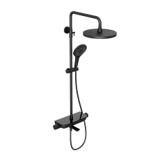 Душевая система Abelsberg Lineara SNS52791MB с термостатом и полкой для ванны и душа, вулканический черный