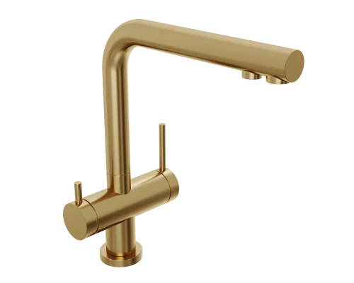 Смеситель д/кухни Abelsberg Pura UVF70929BG с фильтром д/воды, цвет королевское золото