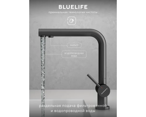 Смеситель д/кухни Abelsberg Pura UVF70929GM с фильтром д/воды, цвет космическая сталь