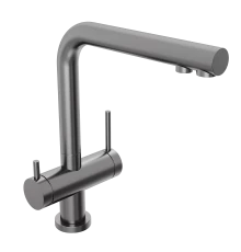 Смеситель для кухни Abelsberg Pura UVF70929GM с возможностью подключения фильтра для воды, цвет космическая сталь, PVD покрытие