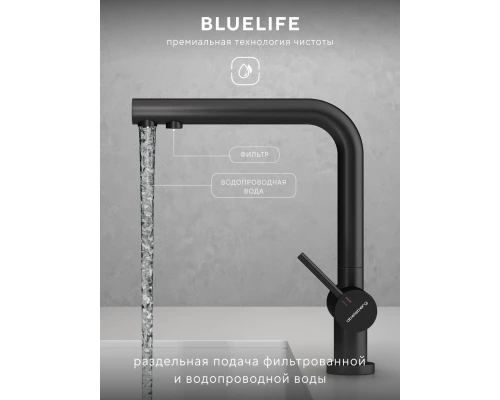 Смеситель д/кухни Abelsberg Pura UVF70929MB с фильтром д/воды, вулканический черный