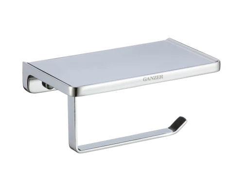 Держатель для туалетной бумаги с полкой Ganzer GZ88034 хром