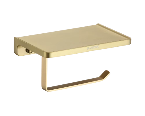 Держатель для туалетной бумаги с полкой Ganzer GZ88034-S матовое золото