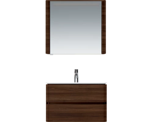 Зеркальный шкаф Am.Pm Sensation M30MCL0801NF, цвет - орех, с подсветкой, левый, 80 см