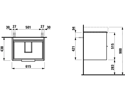 Тумба под раковину Laufen Base 4023321102601, 61 см, 2 ящика