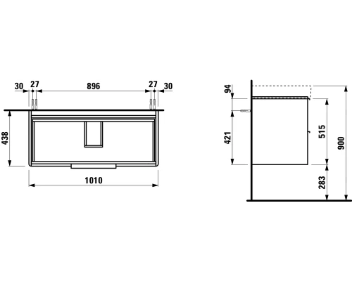Тумба под раковину Laufen Base 4024521102601, 101 см, 2 ящика