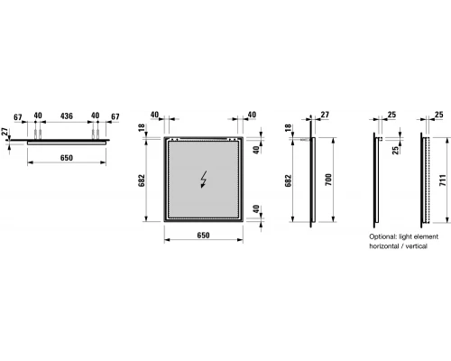 Зекало Laufen Frame 25 4474039001441, 65 см