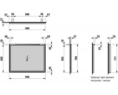 Зекало Laufen Frame 25 4474059001441, 90 см