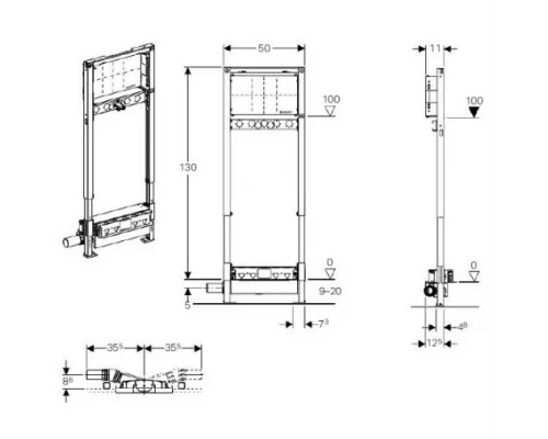 Душевой трап Geberit Duofix, для душевой системы с водоотводом в стене, для встраиваемого в стену смесителя, 111.580.00.1