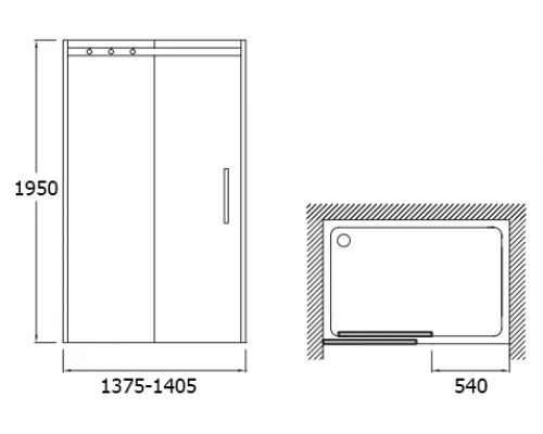 Душевая дверь Jacob Delafon Contra E22C140-GA 140*195 см
