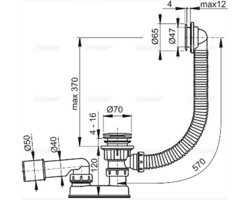 Слив-перелив для ванны клик/клак AlcaPlast A505crm