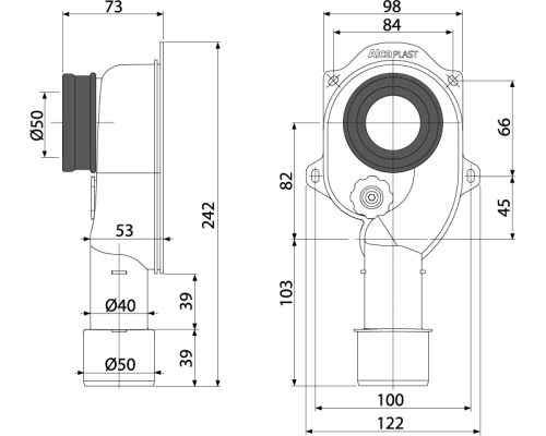 Сифон Alcaplast A45C для писсуара
