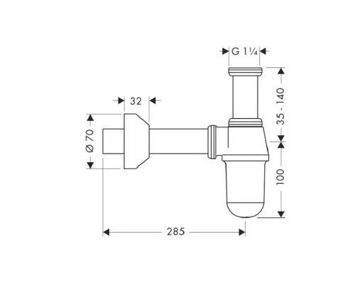 Сифон для раковины Hansgrohe 52010000, хром, ø32