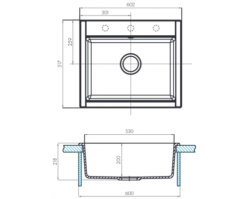 Мойка кухонная Акватон Делия 60, 1A715232LD290, 60.2 х 51.7 х 21.8 см, шампань