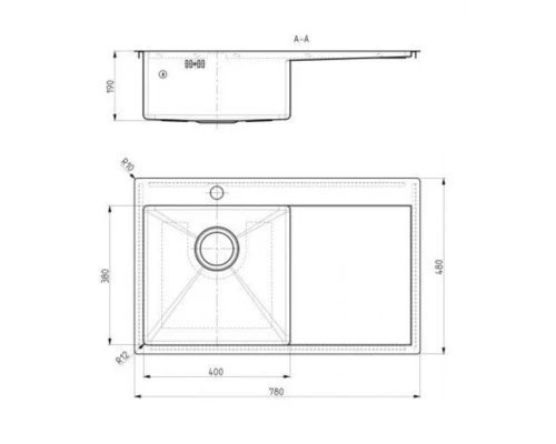 Мойка кухонная Alveus Quarto 30 BRS-90 1124384, 780 x 480 мм