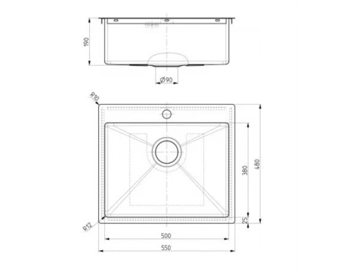 Мойка кухонная Alveus Quarto 10 BRS-90 1124382, 550х480 мм