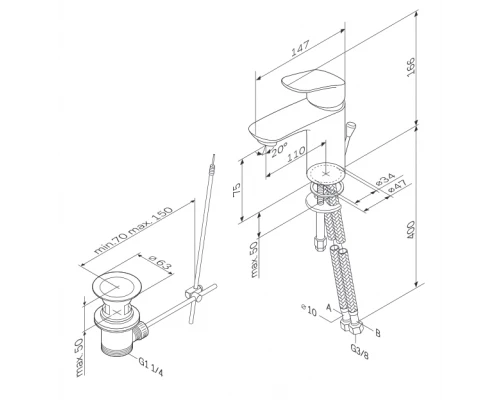 Смеситель Am.Pm Like F8092116 для раковины с донным клапаном